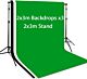 Adjustable Backdrop Stand Kit Support System 2M x 3M 3PCS Backdrops, 2M x 3M, Photography Non Woven Background Photo Shooting Studio (Black White Green)