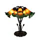 Five Branch Tiffany Lily Table Lamp Green & Amber - LLTB-5-GA