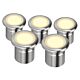 Vivid 3 Watt 12V Five Pack LED Deck Light Stainless Steel / Warm White - 21101