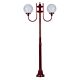 Lisbon Twin Head 25cm Sphere Curved Arm Medium Post Light Burgundy - 15712