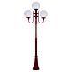 Lisbon Triple 30cm Spheres Curved Arms Tall Post Light Burgundy - 15754