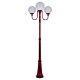 Lisbon Triple 25cm Spheres Curved Arms Tall Post Light Burgundy - 15760