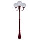 Lisbon Triple 30cm Spheres Curved Arms Tall Post Light Burgundy - 15766