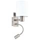 Pasteri Wall Light With Adjustable LED Goose Neck Satin Nickel / White - 96477