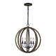 Allier 4 Light Pendant Pendant Weather Oak Wood / Antique Forged Iron - FE/ALLIER/4P WW