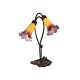 Tiffany Twin Lily Table Lamp Orange / Wine - TLA1-002/OR