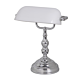 Bankers Table Lamp Chrome & Opal Glass - 1000083