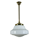 Single Rod Pendant Brass With Lincoln Schoolhouse Opal Gloss Glass - 3000289