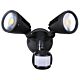 Fortress II 30W LED Double Exterior Security Light With PIR Sensor Matt Black / Tri-Colour - MLXF3452MS