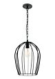 Bridget Large Pendant Light Matt Black Metal Cage & Chain - MG8831L