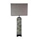 Tyros Embossed Pewter Table Lamp Raw Linen Shade - OL98833