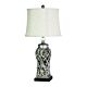 Dorne Filigree Antique Silver Table Lamp Raw Linen Shade - OL97976AS