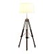 Loft Metal & Wood Tripod Floor Lamp With Shade Natural / Shiny Nickel - KITZAF12059